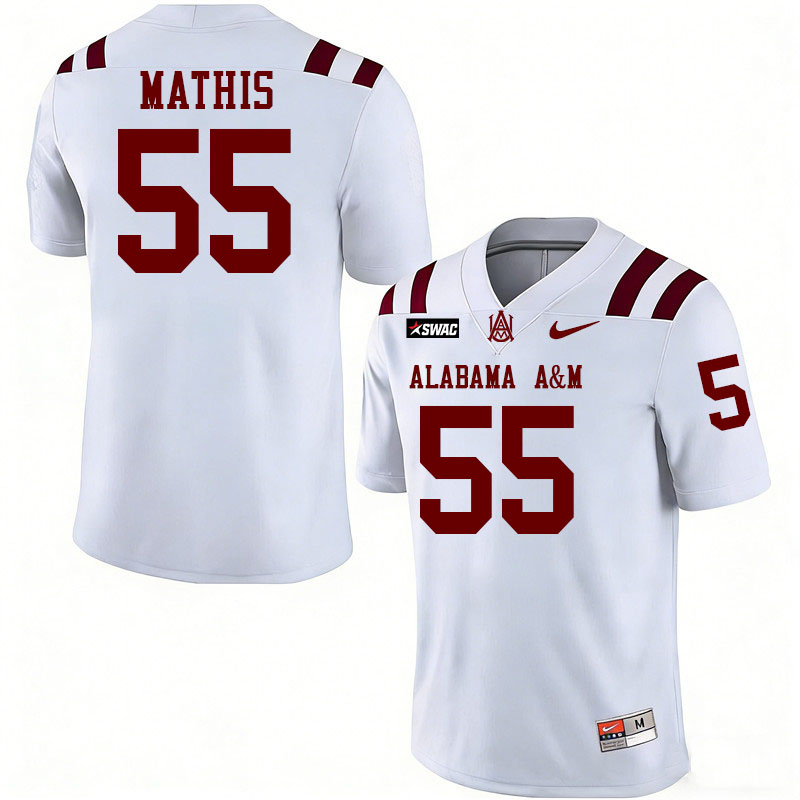 Alabama A&M Bulldogs #55 Robert Mathis College Football Jerseys,Uniforms-White